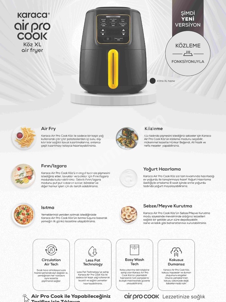 Karaca Air Pro Cook Köz XL Airfryer – Dijital, Çok Fonksiyonlu - Fotoğraf 9